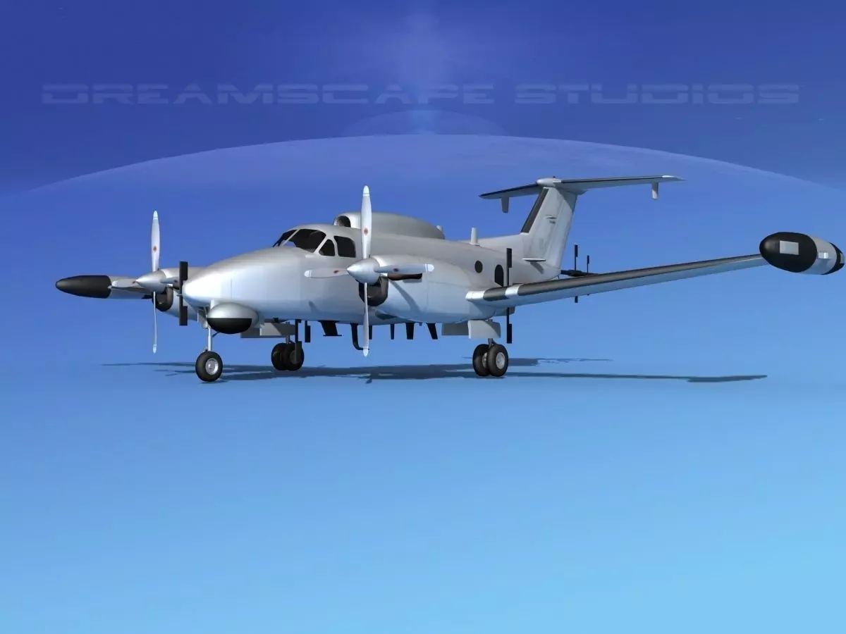 Beechcraft RC-12Q Guardrail Bare Metal 3D model_0