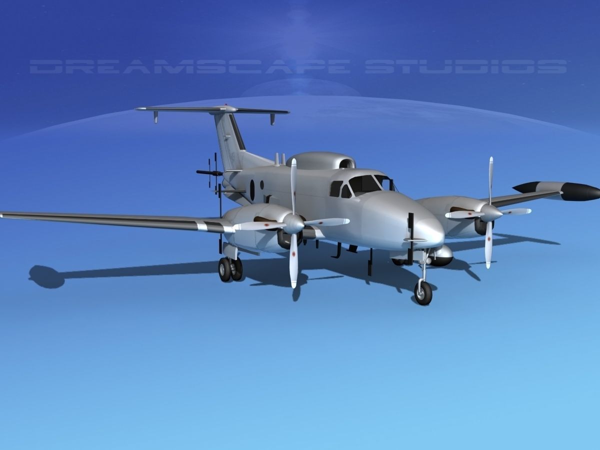 Beechcraft RC-12Q Guardrail Bare Metal 3D model_2
