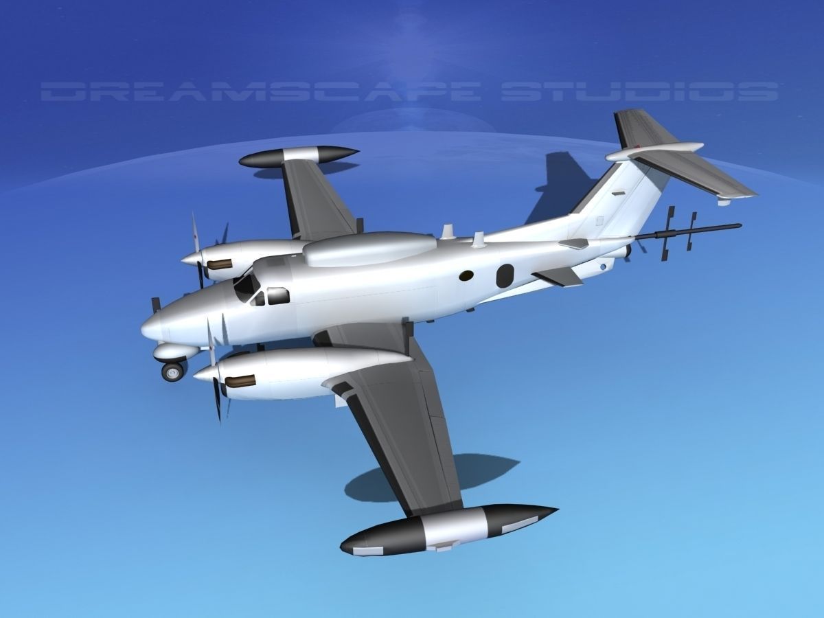 Beechcraft RC-12Q Guardrail Bare Metal 3D model_9