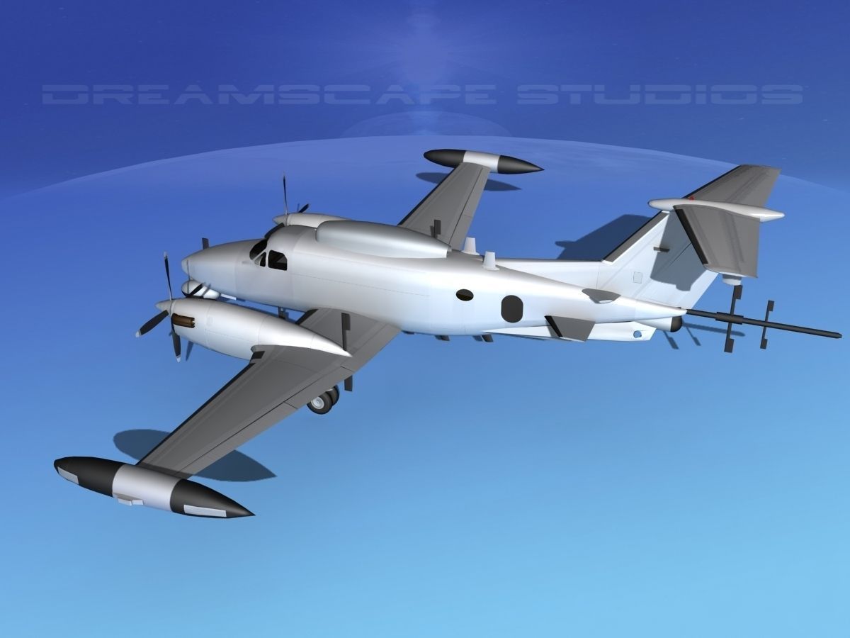 Beechcraft RC-12Q Guardrail Bare Metal 3D model_8