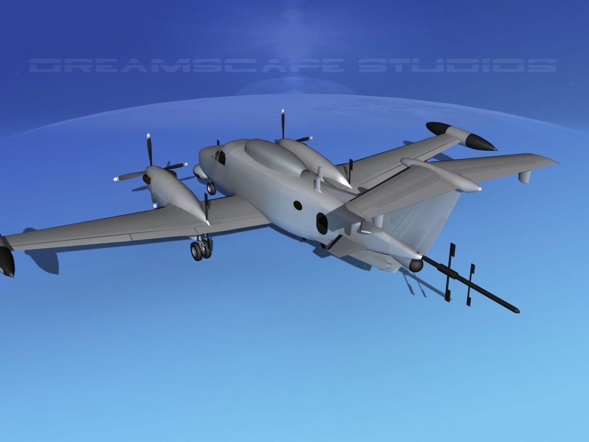 Beechcraft RC-12Q Guardrail Bare Metal 3D model_7