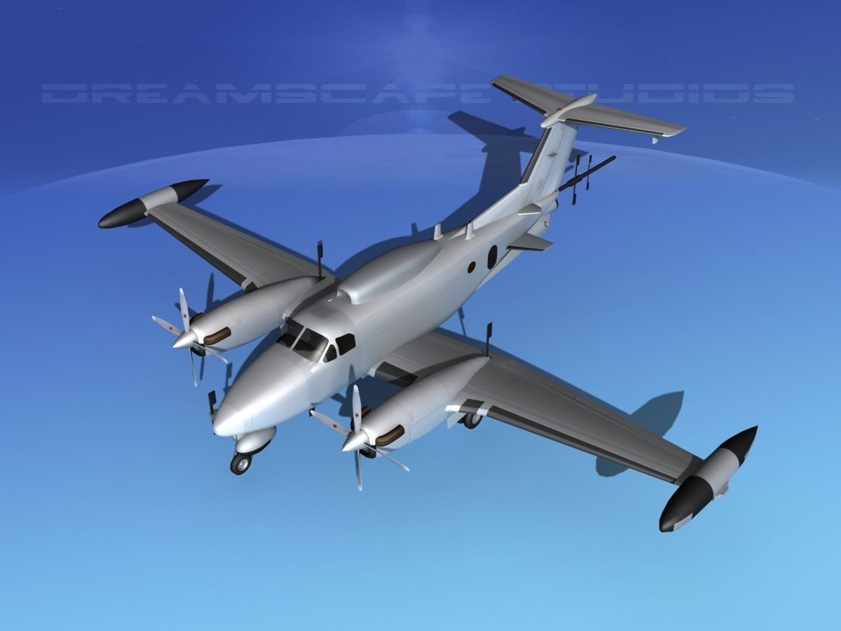Beechcraft RC-12Q Guardrail Bare Metal 3D model_10