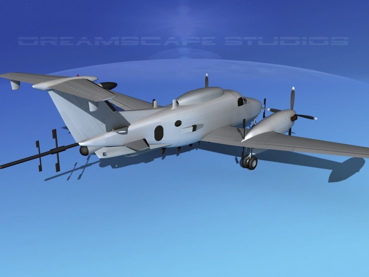 Beechcraft RC-12Q Guardrail Bare Metal 3D model_5