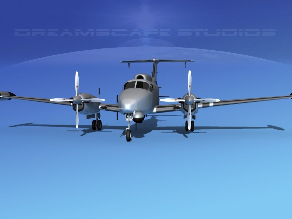 Beechcraft RC-12Q Guardrail Bare Metal 3D model_1