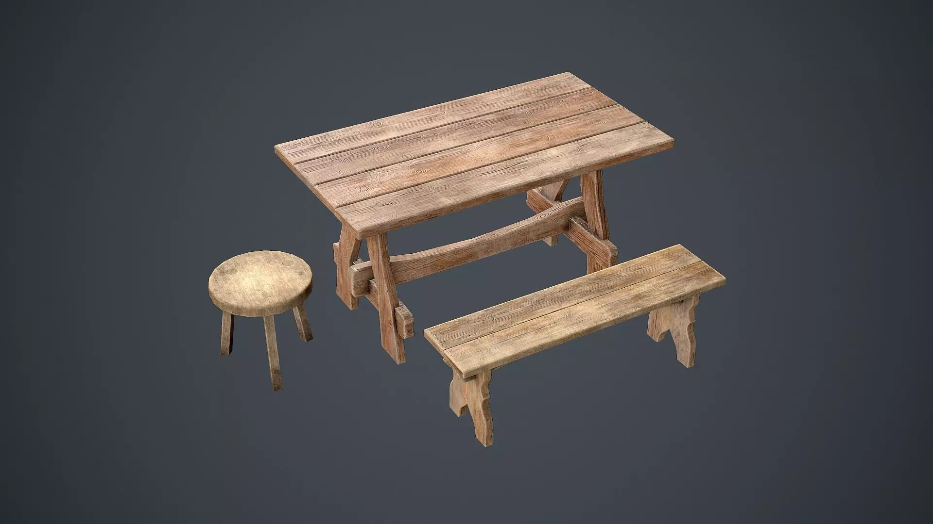 Medieval table pack Low-poly 3D model_0