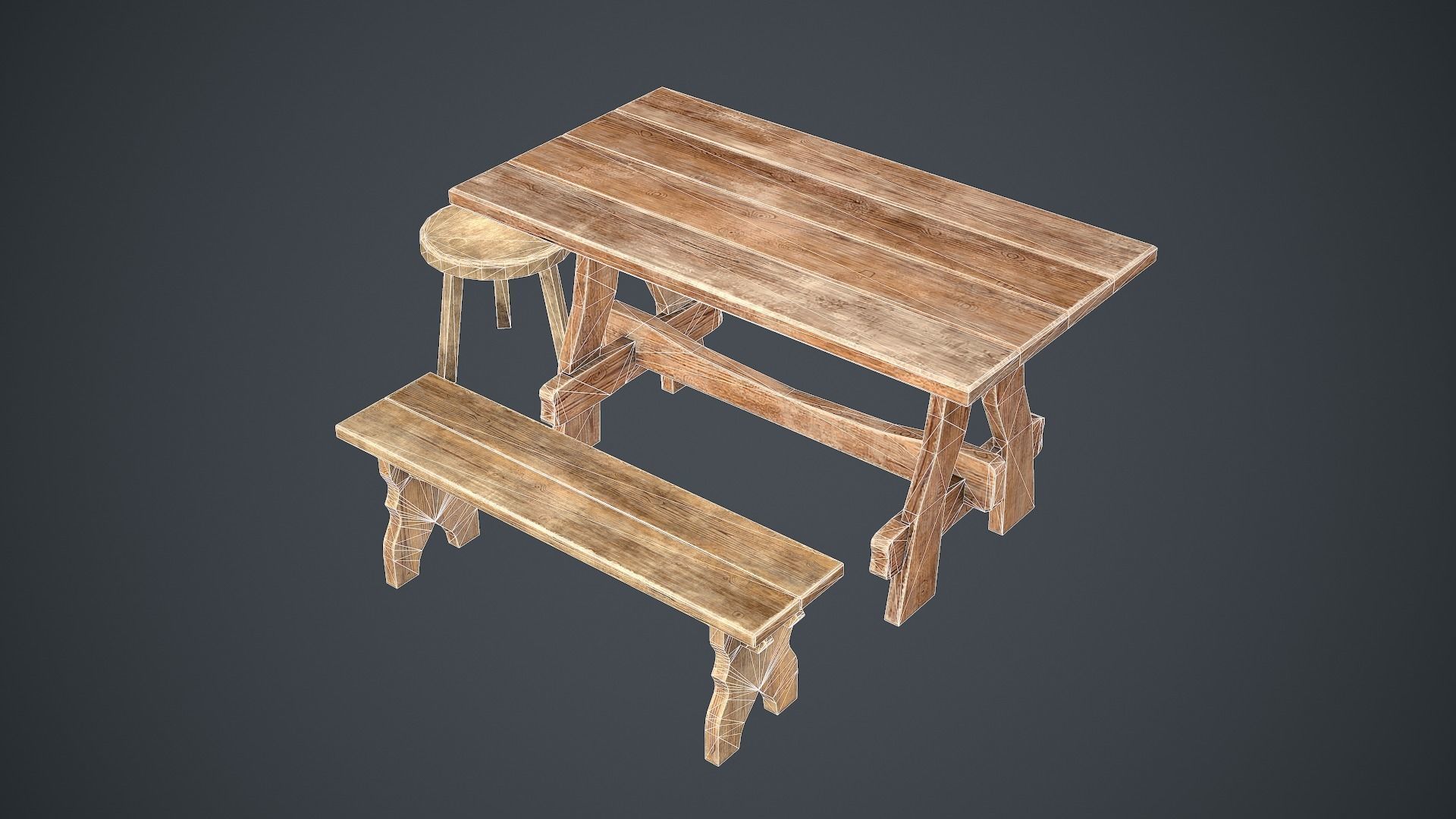 Medieval table pack Low-poly 3D model_5