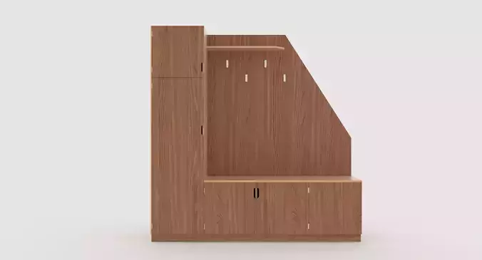 hallway 5 wooden locker with shelves and drawers