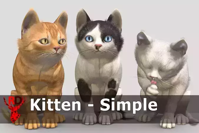 Kitten - Simple Low-poly 3D model