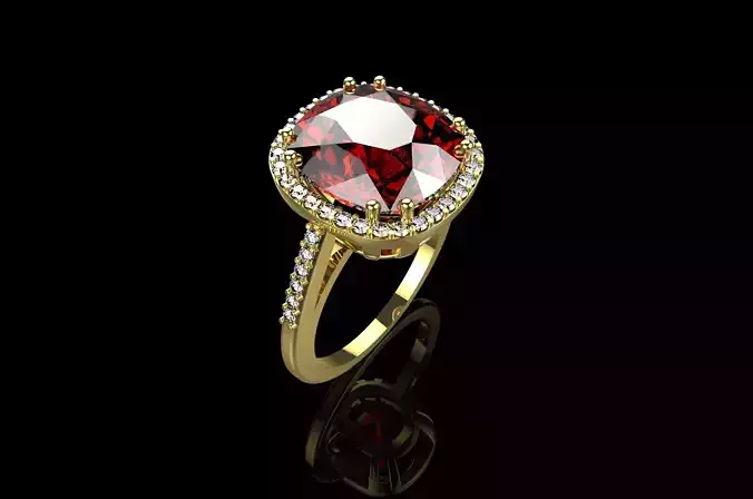 Cushion cut Yellow Diamond Engagement Rings 3D print model