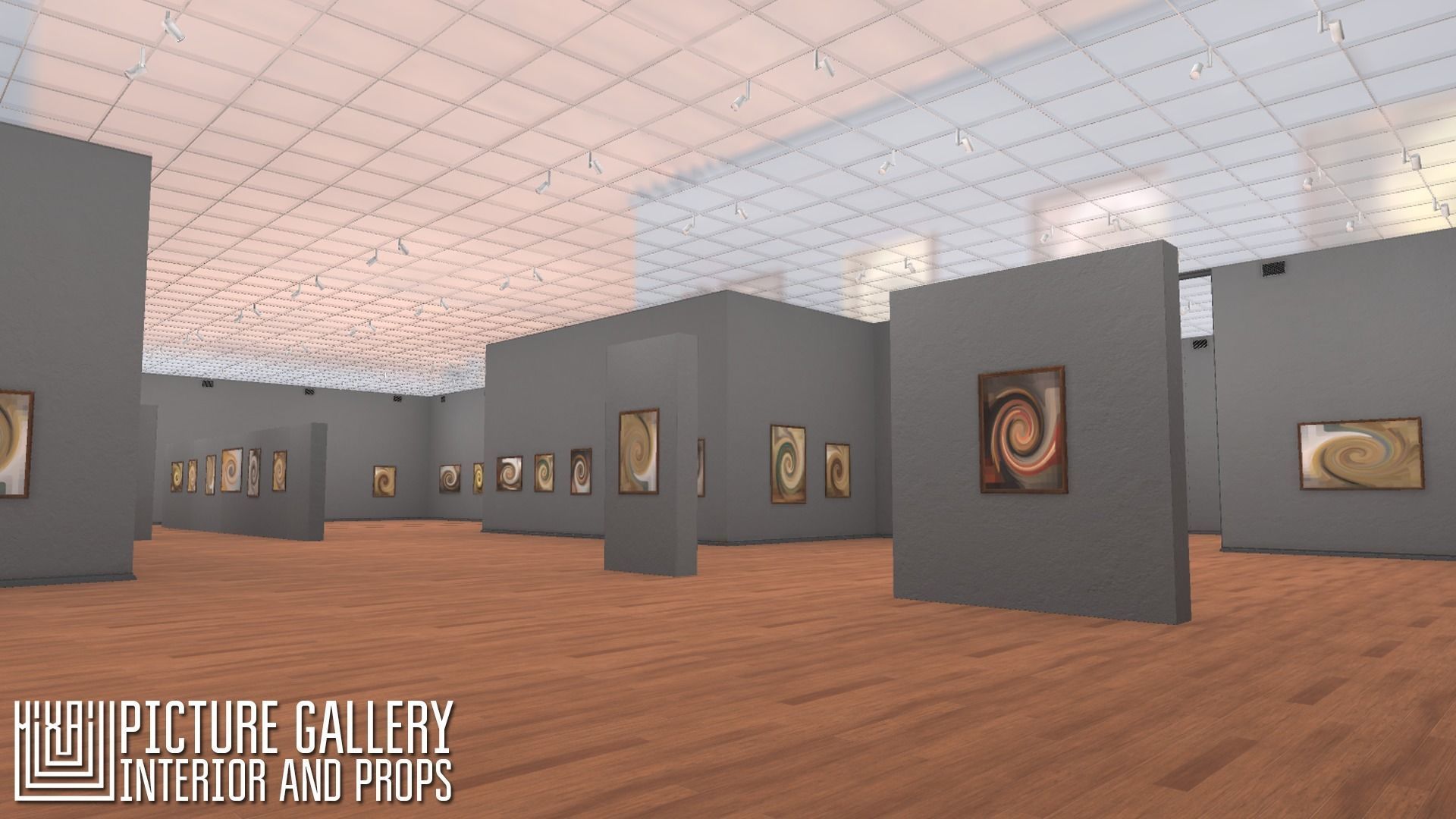 Picture gallery - interior and props Low-poly 3D model_6