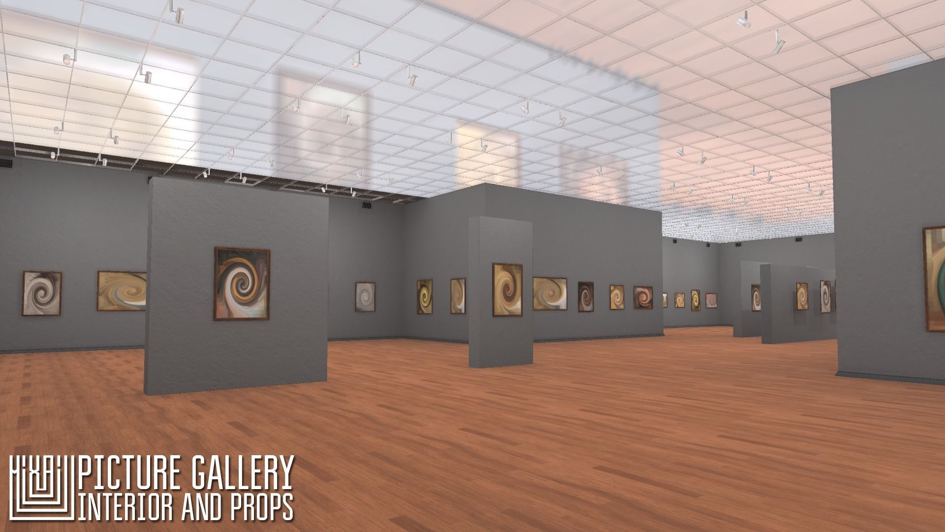 Picture gallery - interior and props Low-poly 3D model_5