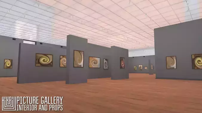 Picture gallery - interior and props Low-poly 3D model