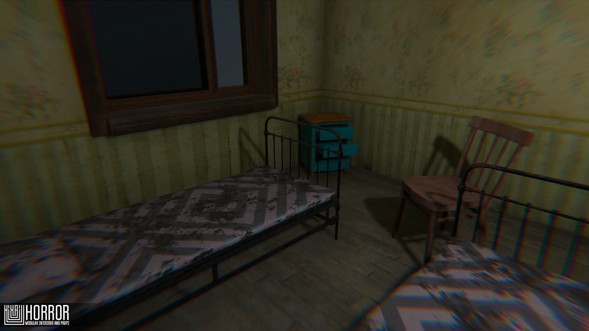 Horror - modular interiror and props Low-poly 3D model_12