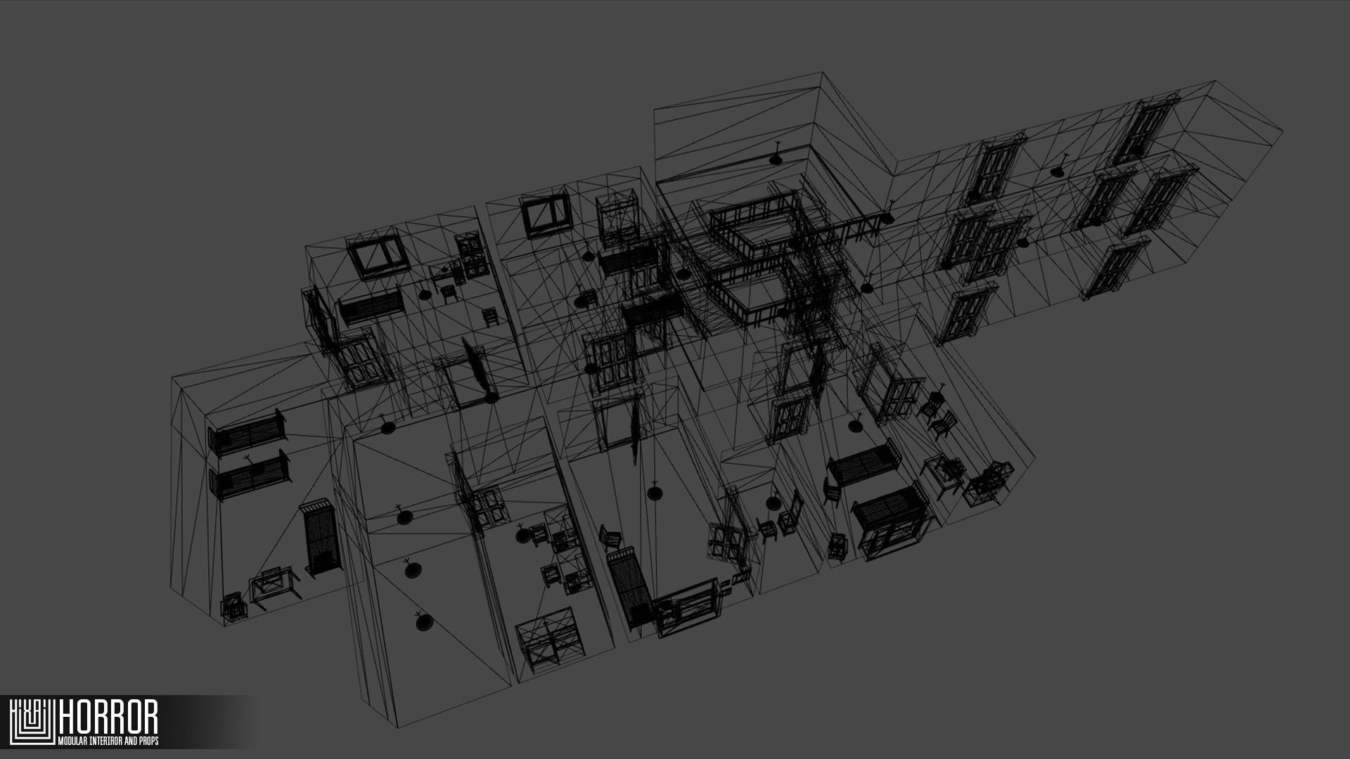 Horror - modular interiror and props Low-poly 3D model_24