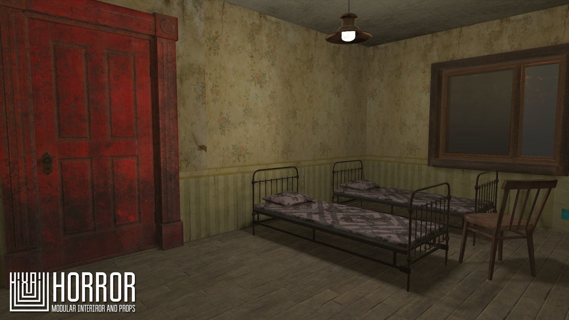 Horror - modular interiror and props Low-poly 3D model_10