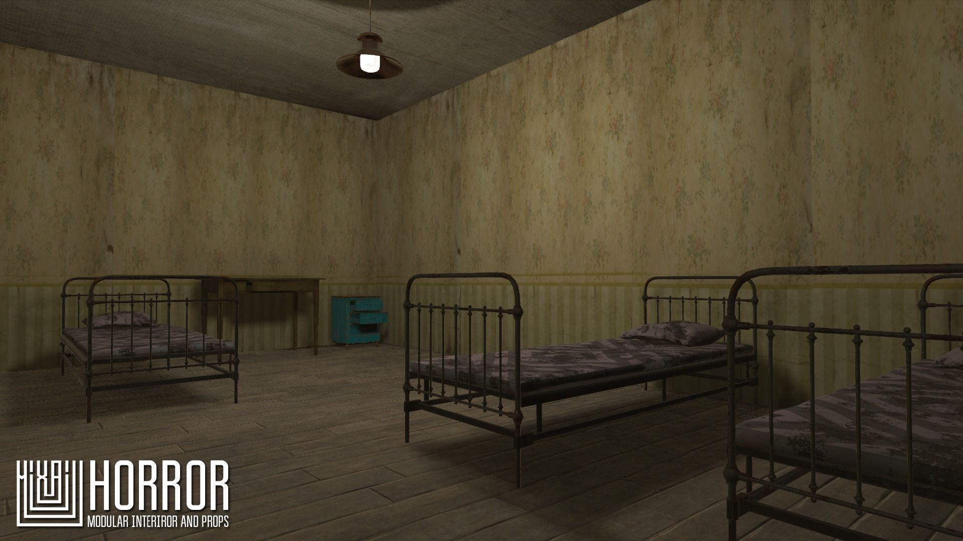 Horror - modular interiror and props Low-poly 3D model_2