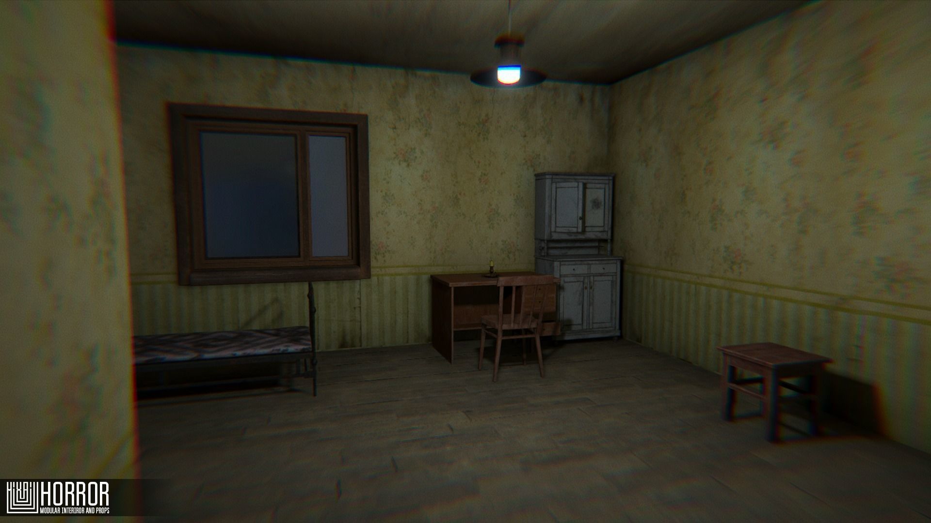 Horror - modular interiror and props Low-poly 3D model_21