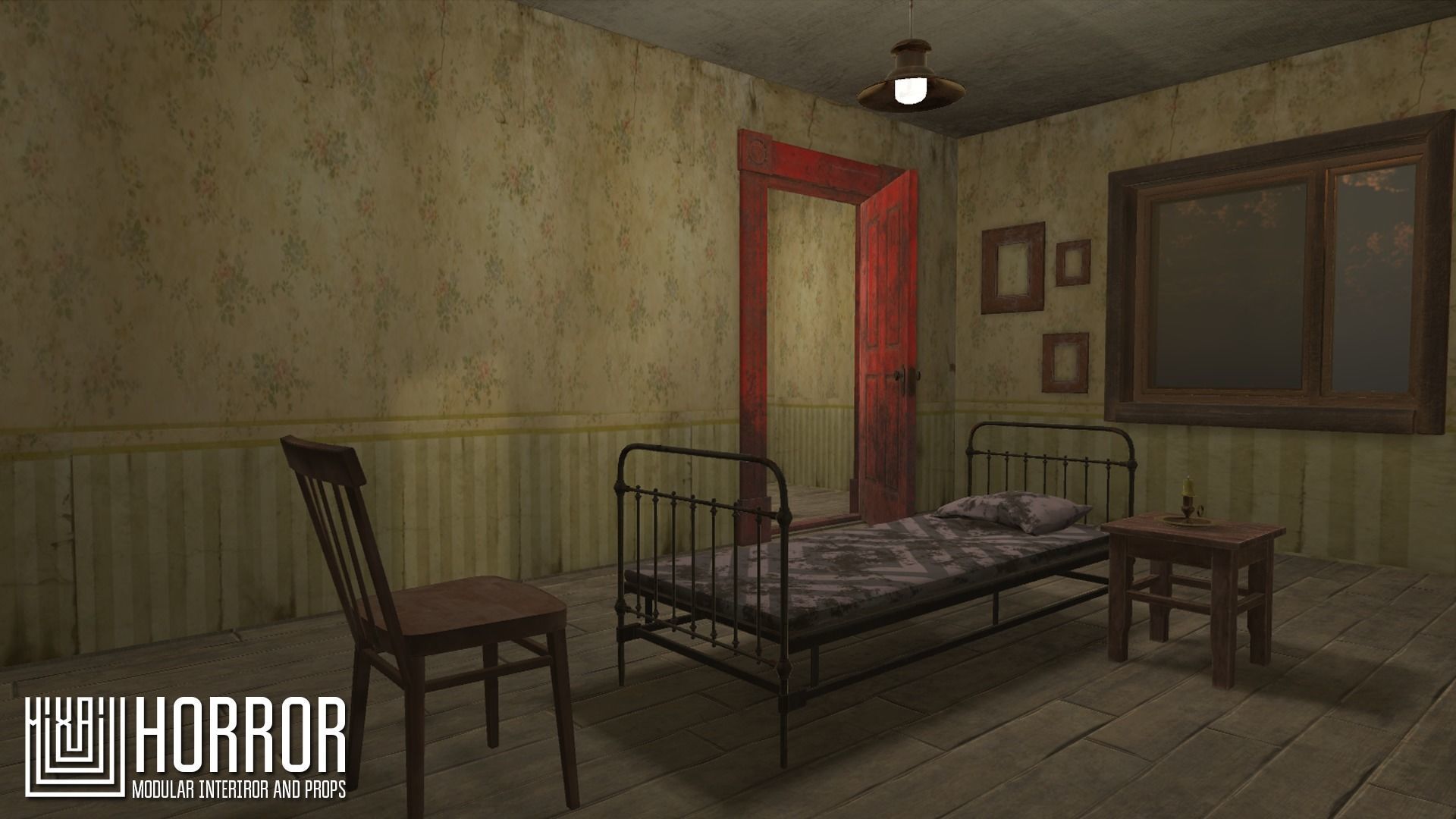 Horror - modular interiror and props Low-poly 3D model_5