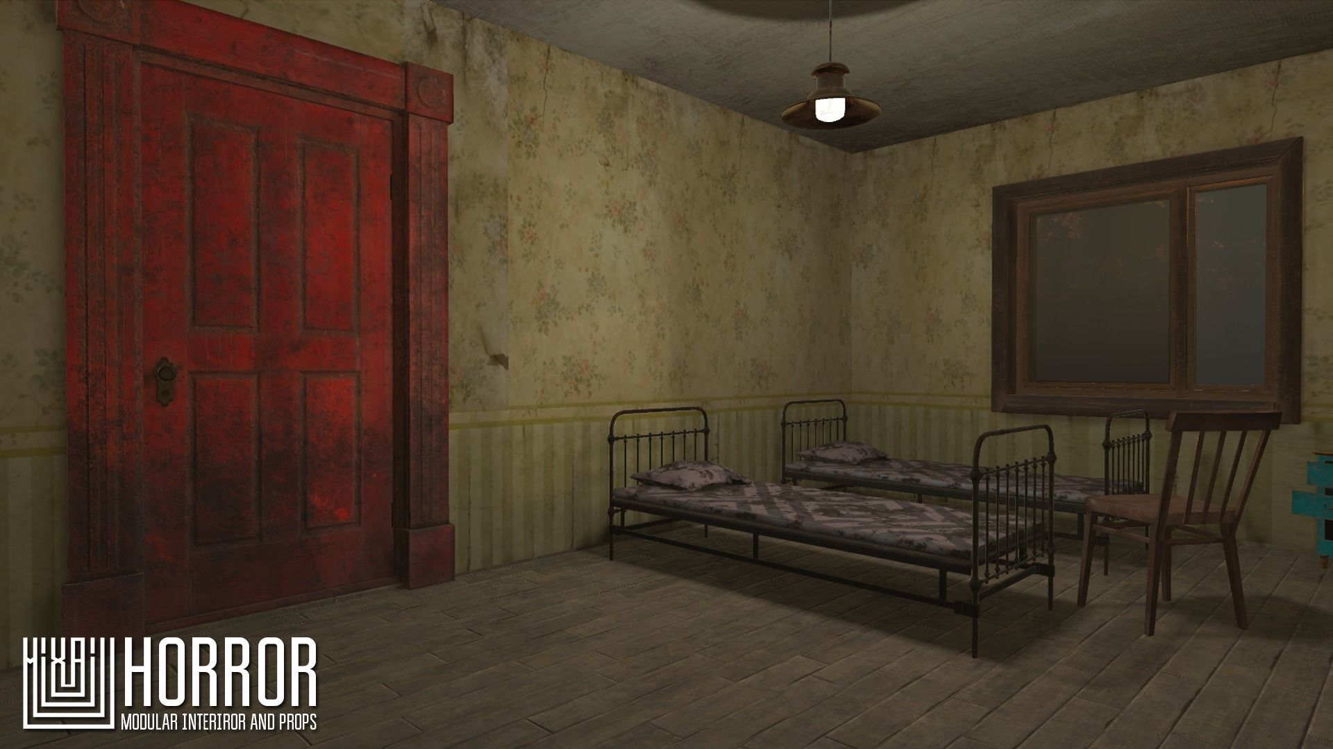 Horror - modular interiror and props Low-poly 3D model_6