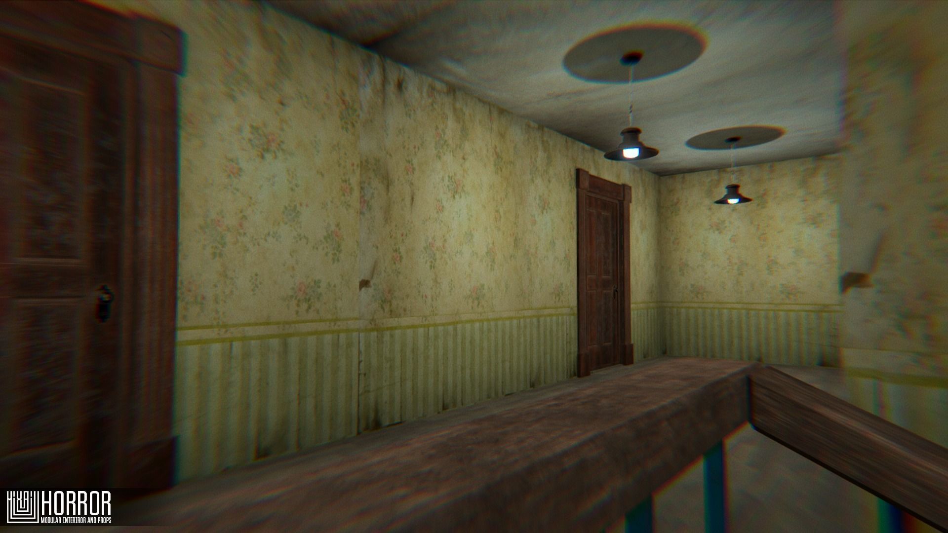 Horror - modular interiror and props Low-poly 3D model_16