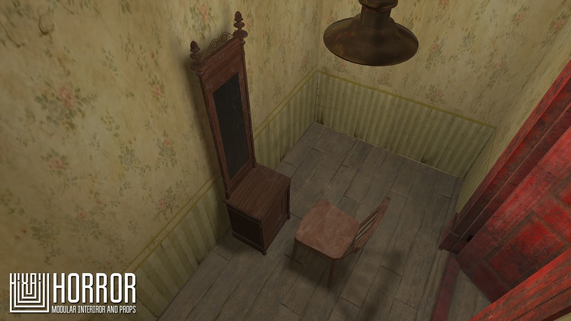 Horror - modular interiror and props Low-poly 3D model_9