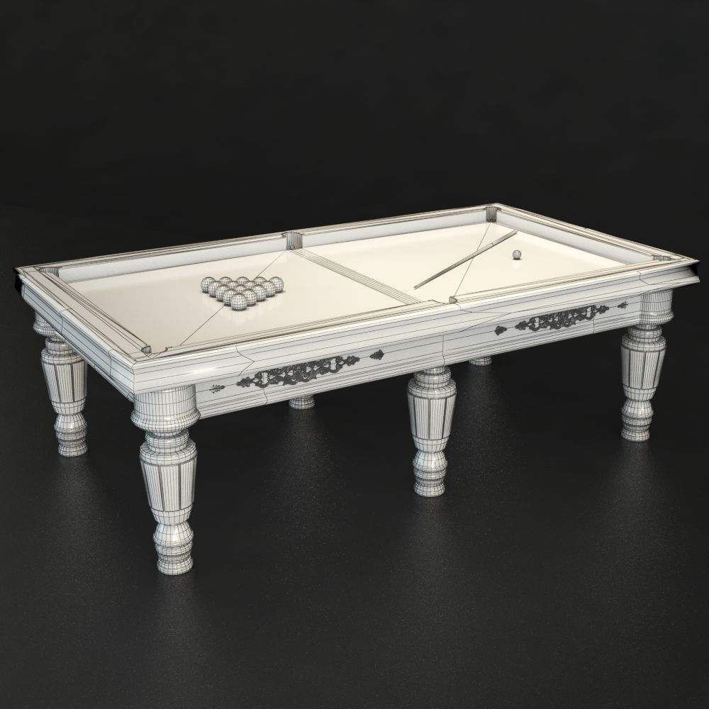 Billiard table with equipment - Snooker Table 3D model_6