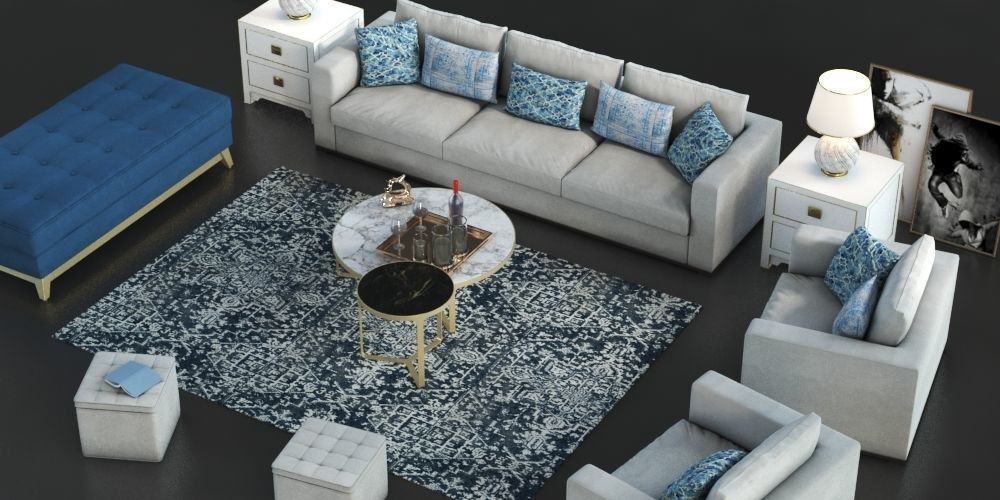 Set of furniture with carpet 3D model_7