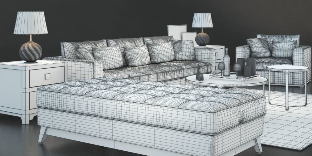 Set of furniture with carpet 3D model_4