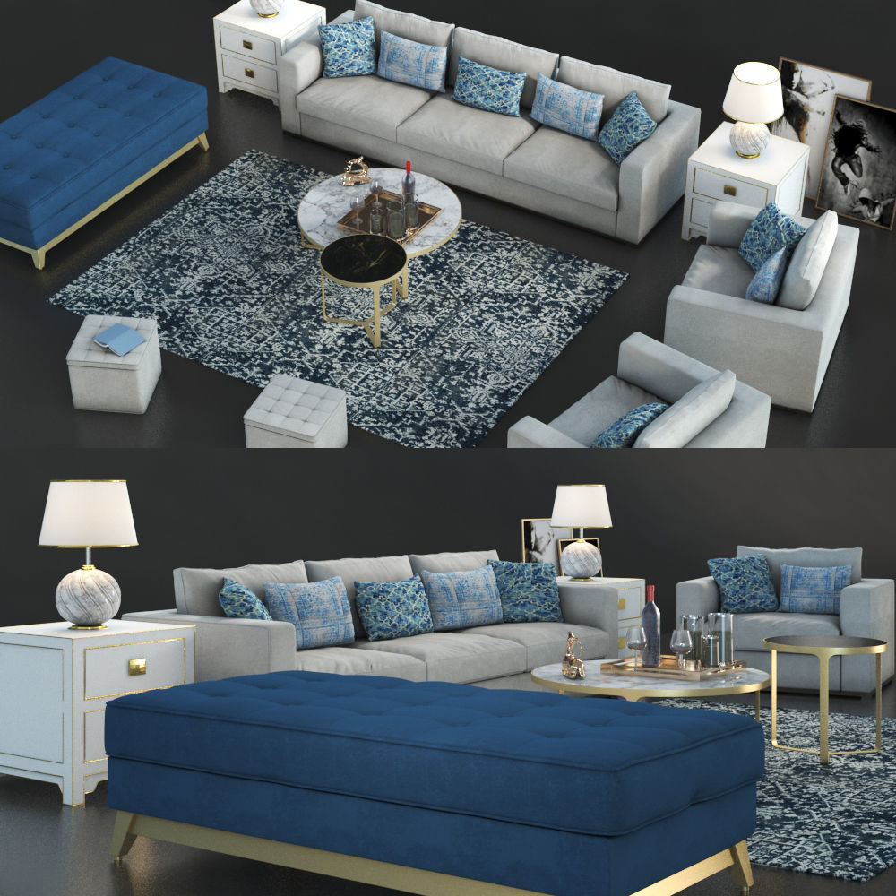 Set of furniture with carpet 3D model_8