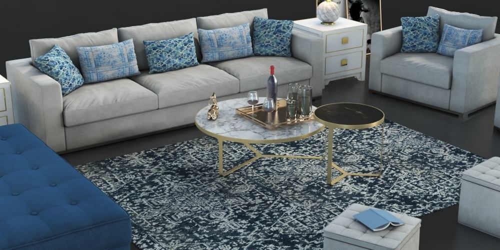 Set of furniture with carpet 3D model_5