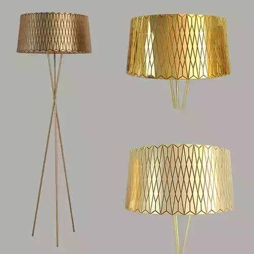 Lampshades floor lamp with geometric pattern 3D model