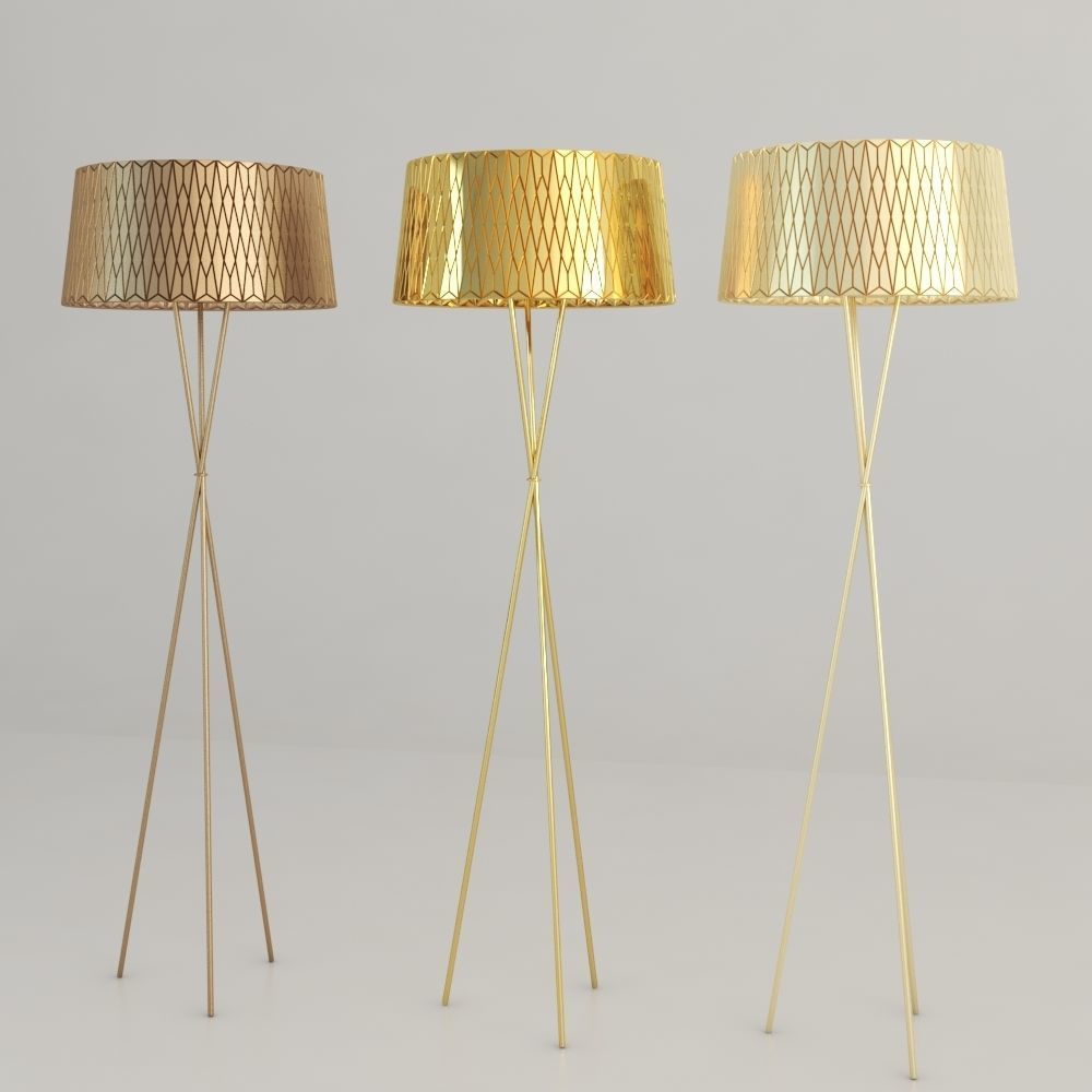 Lampshades floor lamp with geometric pattern 3D model_12