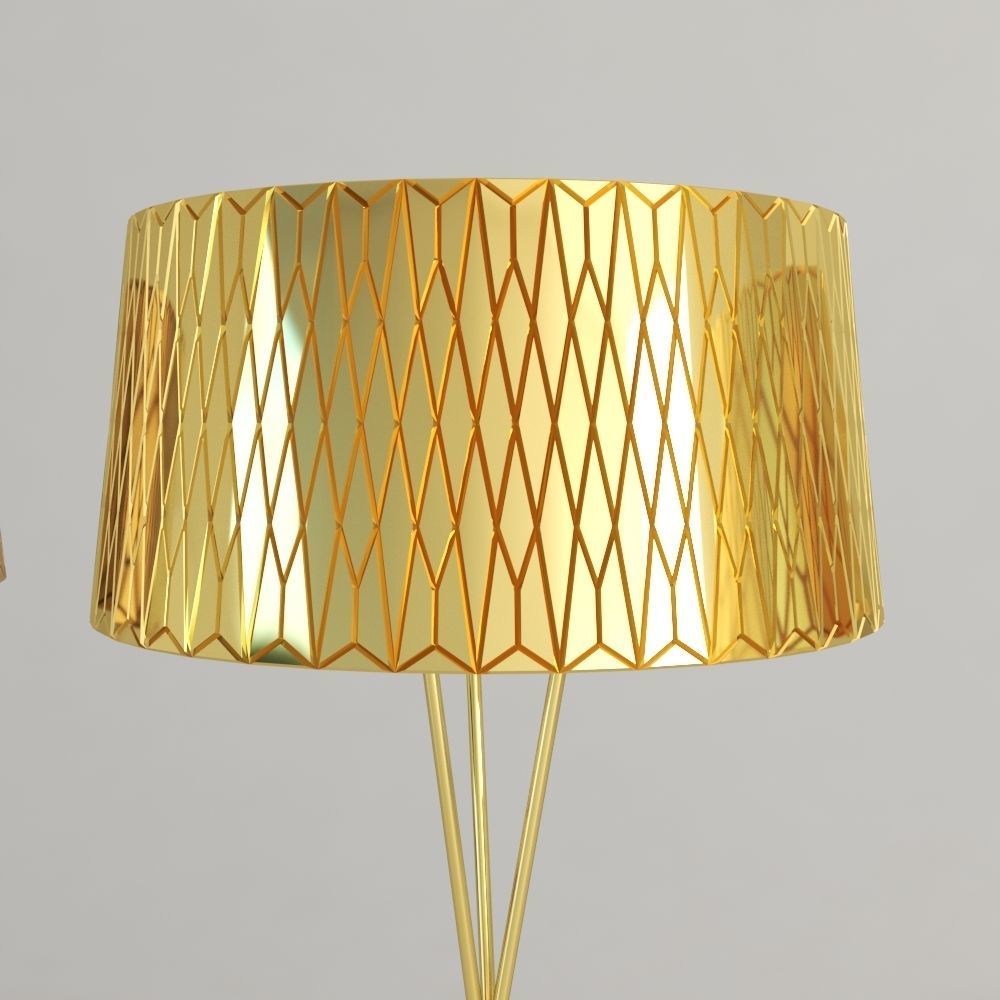 Lampshades floor lamp with geometric pattern 3D model_11