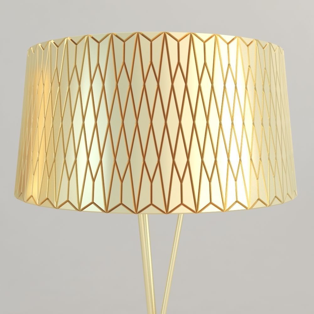 Lampshades floor lamp with geometric pattern 3D model_10