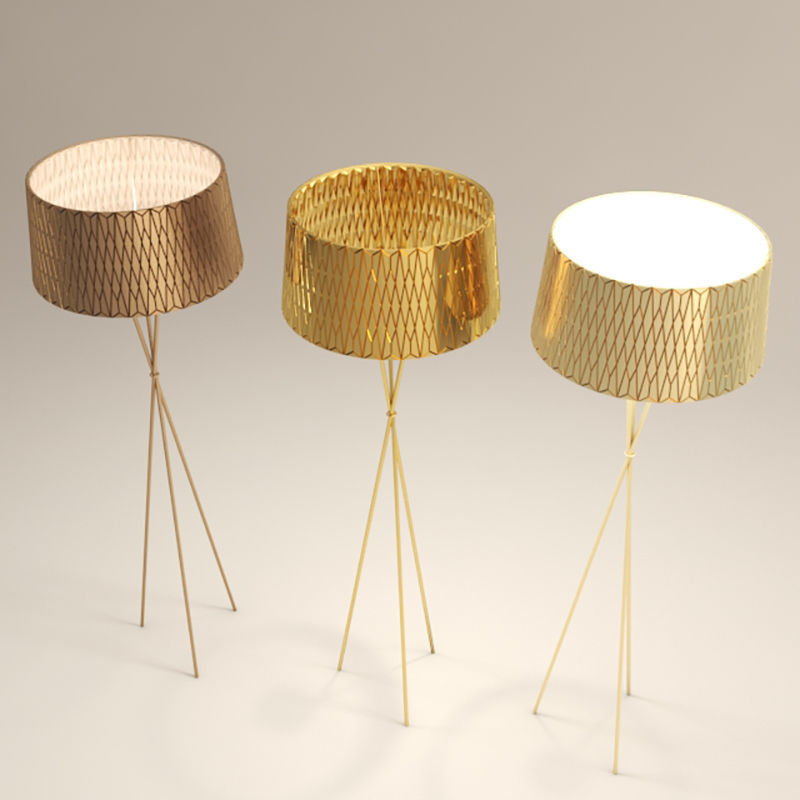Lampshades floor lamp with geometric pattern 3D model_2