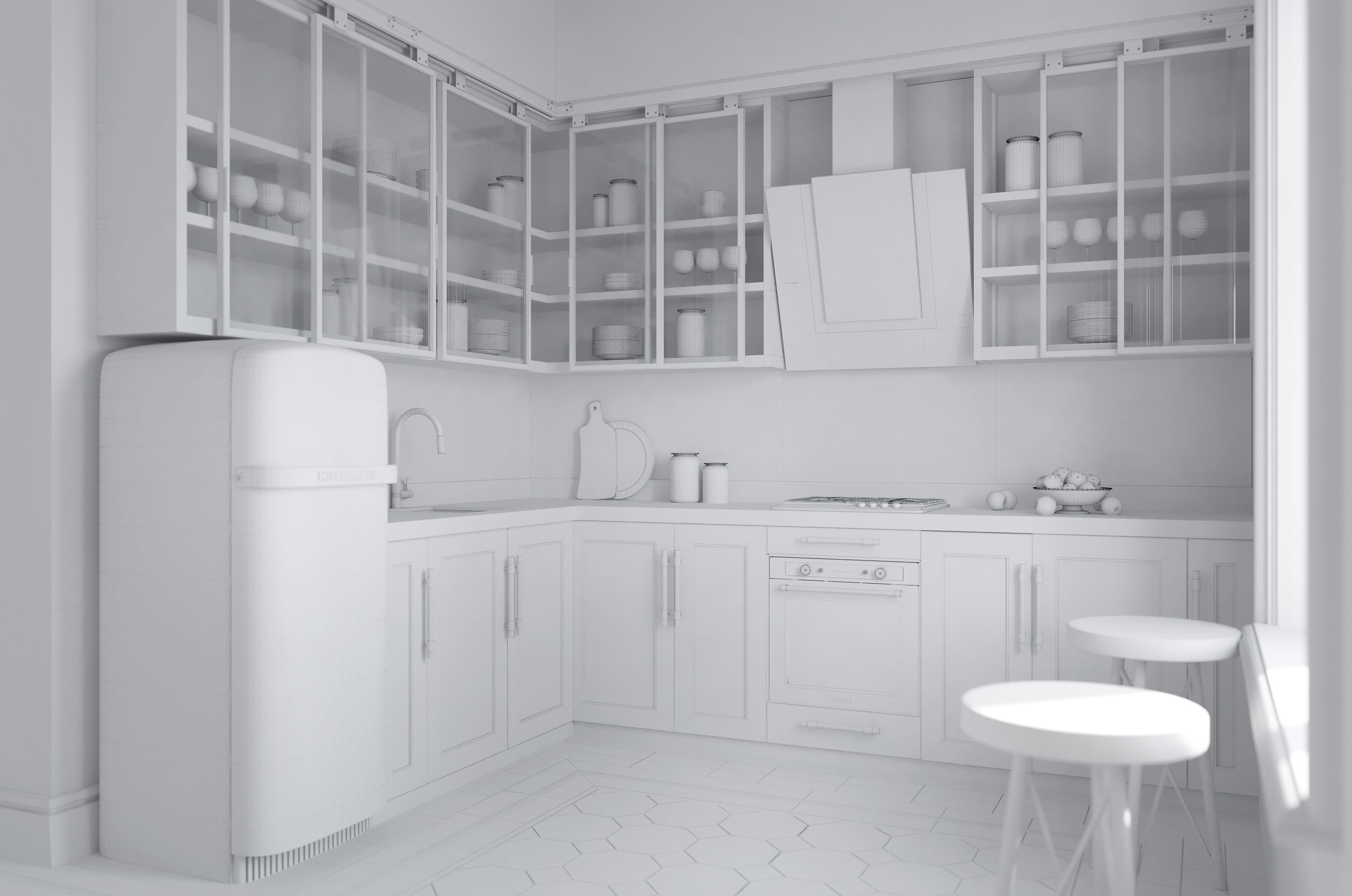 Industrial kitchen with household appliances Kitchen Aid 3D model_6