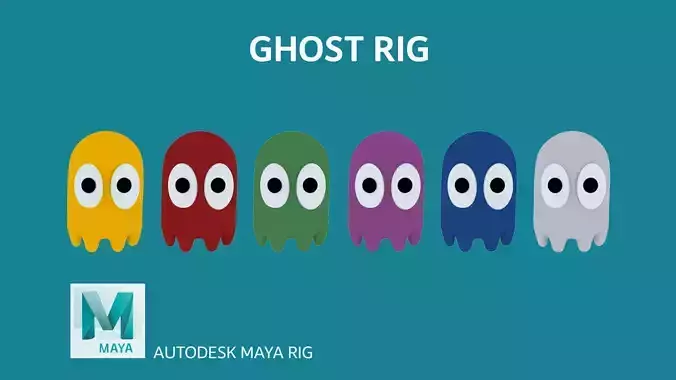 Ghost Cartoon Rig  Low-poly 3D model