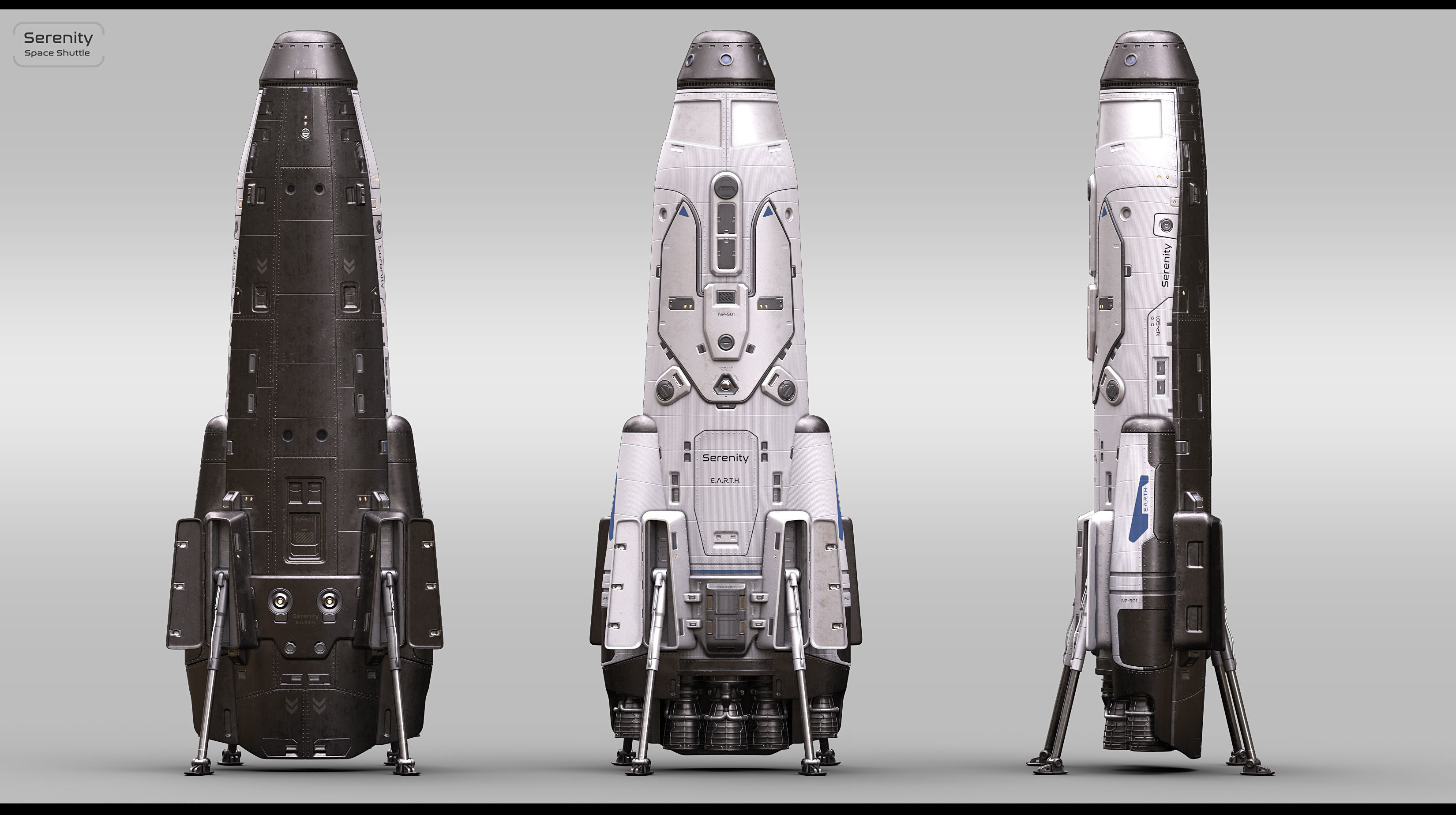 Sci Fi Space Shuttle 3D model_2
