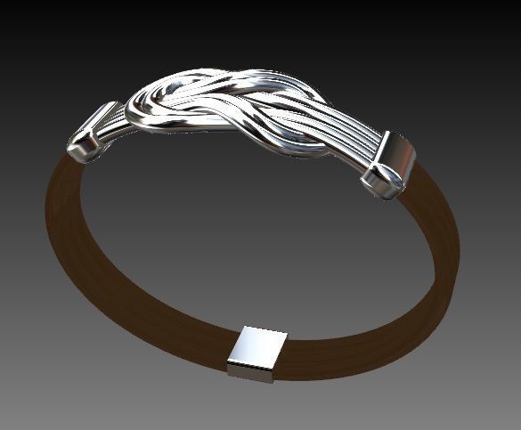 Bracelet knot Tied Gold Silver 3D print model_5