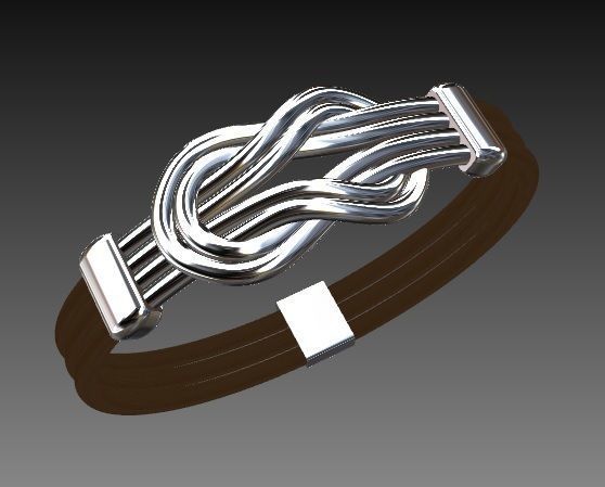 Bracelet knot Tied Gold Silver 3D print model_2