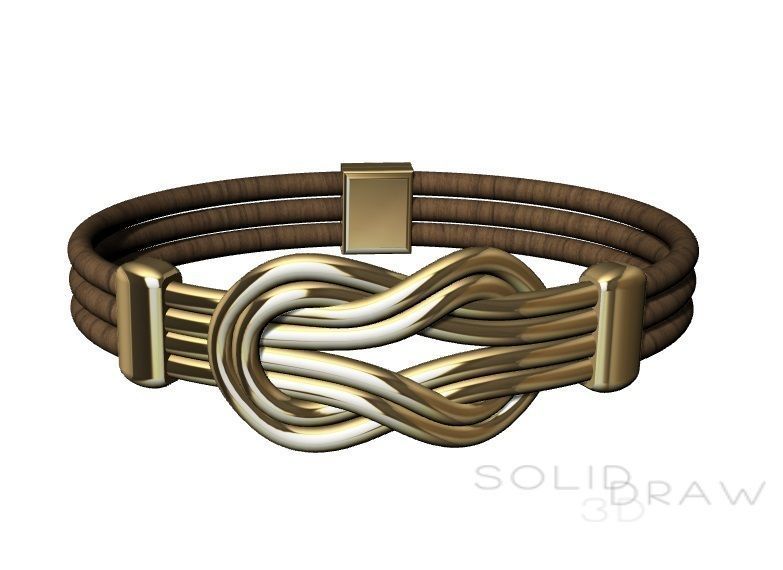 Bracelet knot Tied Gold Silver 3D print model_8