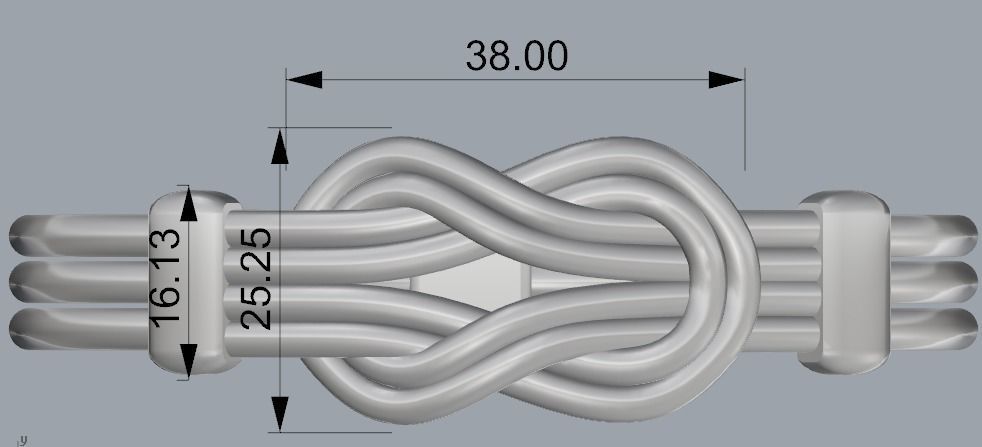 Bracelet knot Tied Gold Silver 3D print model_6