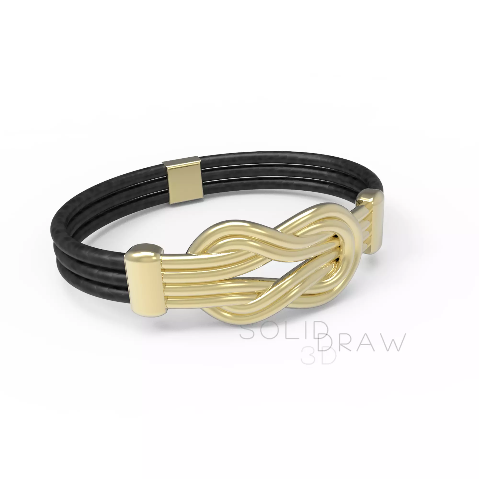 Bracelet knot Tied Gold Silver 3D print model_0