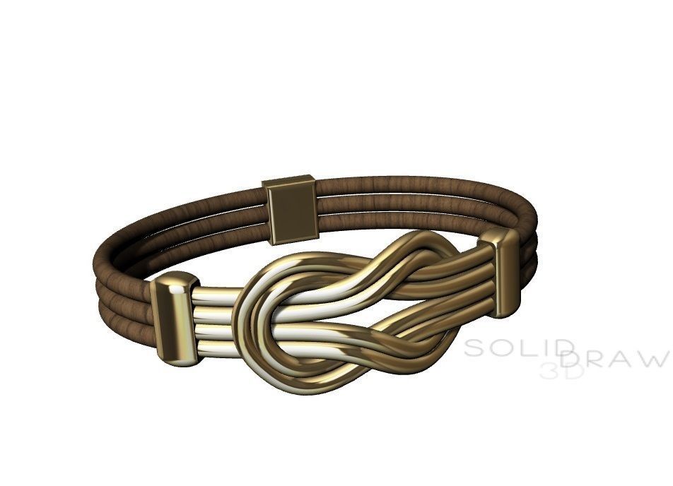 Bracelet knot Tied Gold Silver 3D print model_7