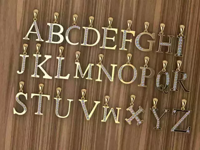 Gold Alphabets pendant lightweight for gold and silver jewellery