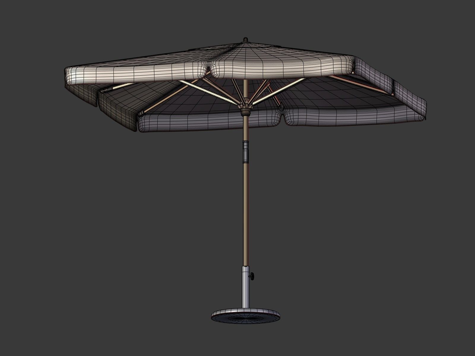 Umbrella Patio Parasol 3 Low-poly 3D model_3