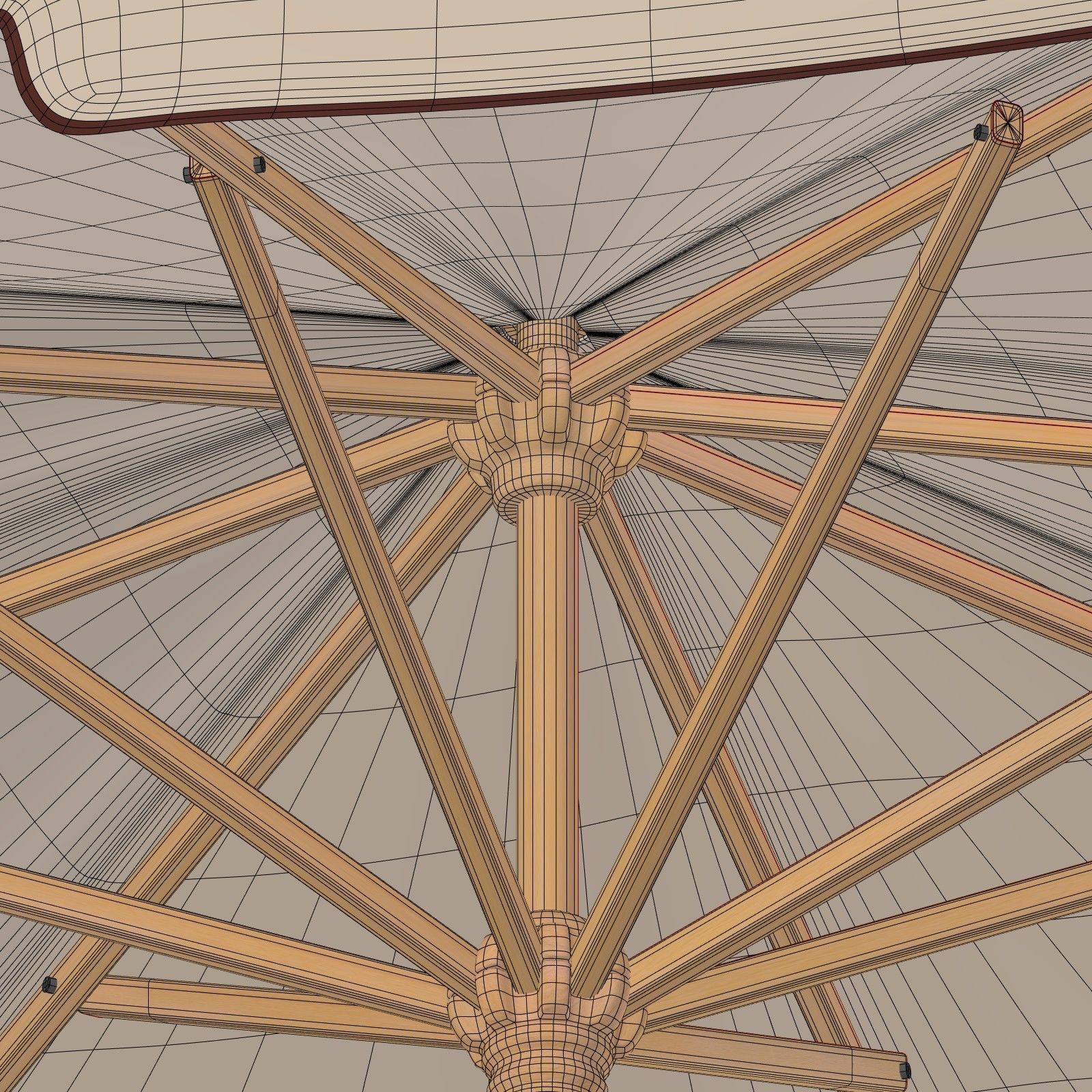 Umbrella Patio Parasol 3 Low-poly 3D model_5