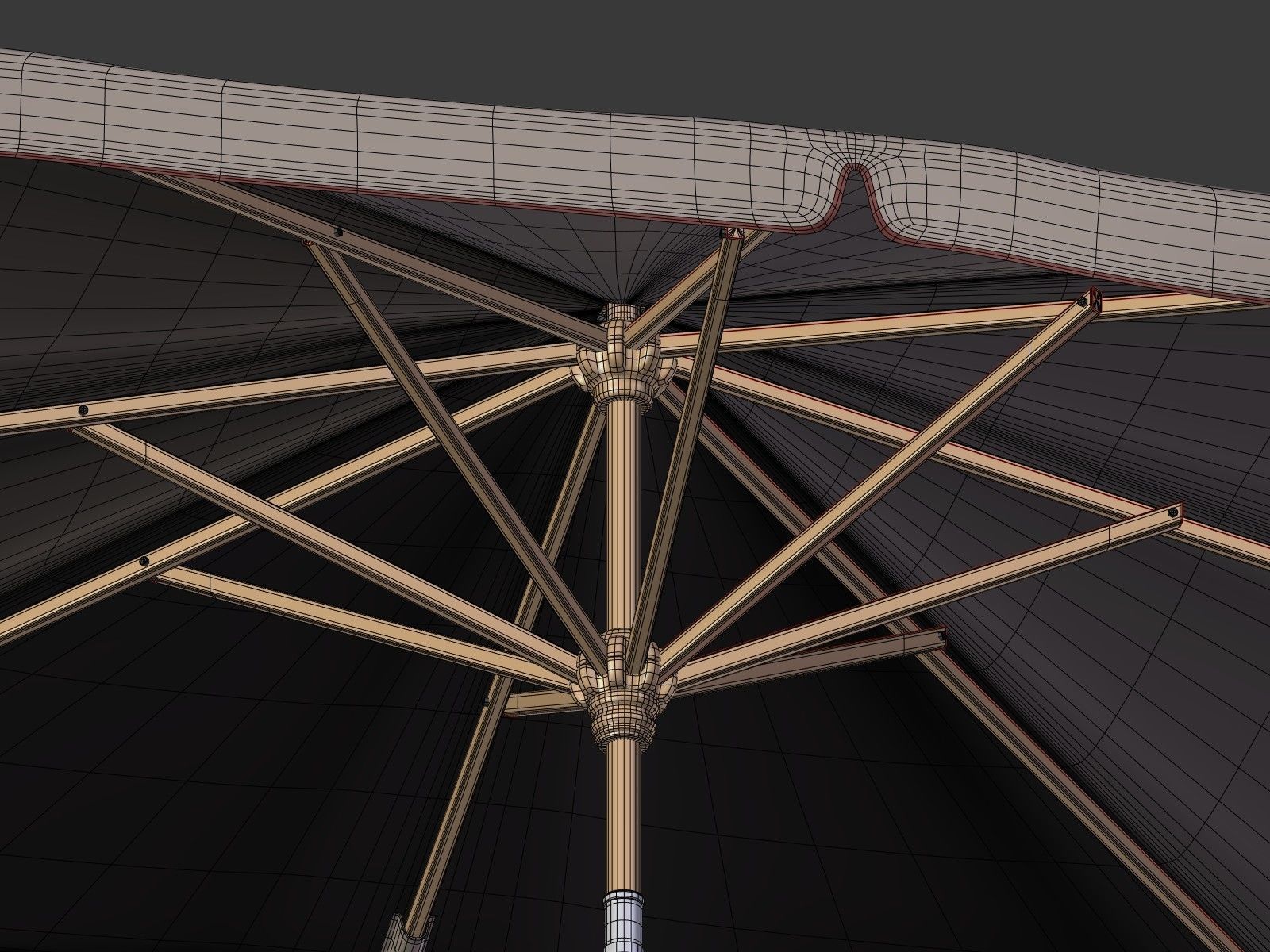 Umbrella Patio Parasol 3 Low-poly 3D model_11