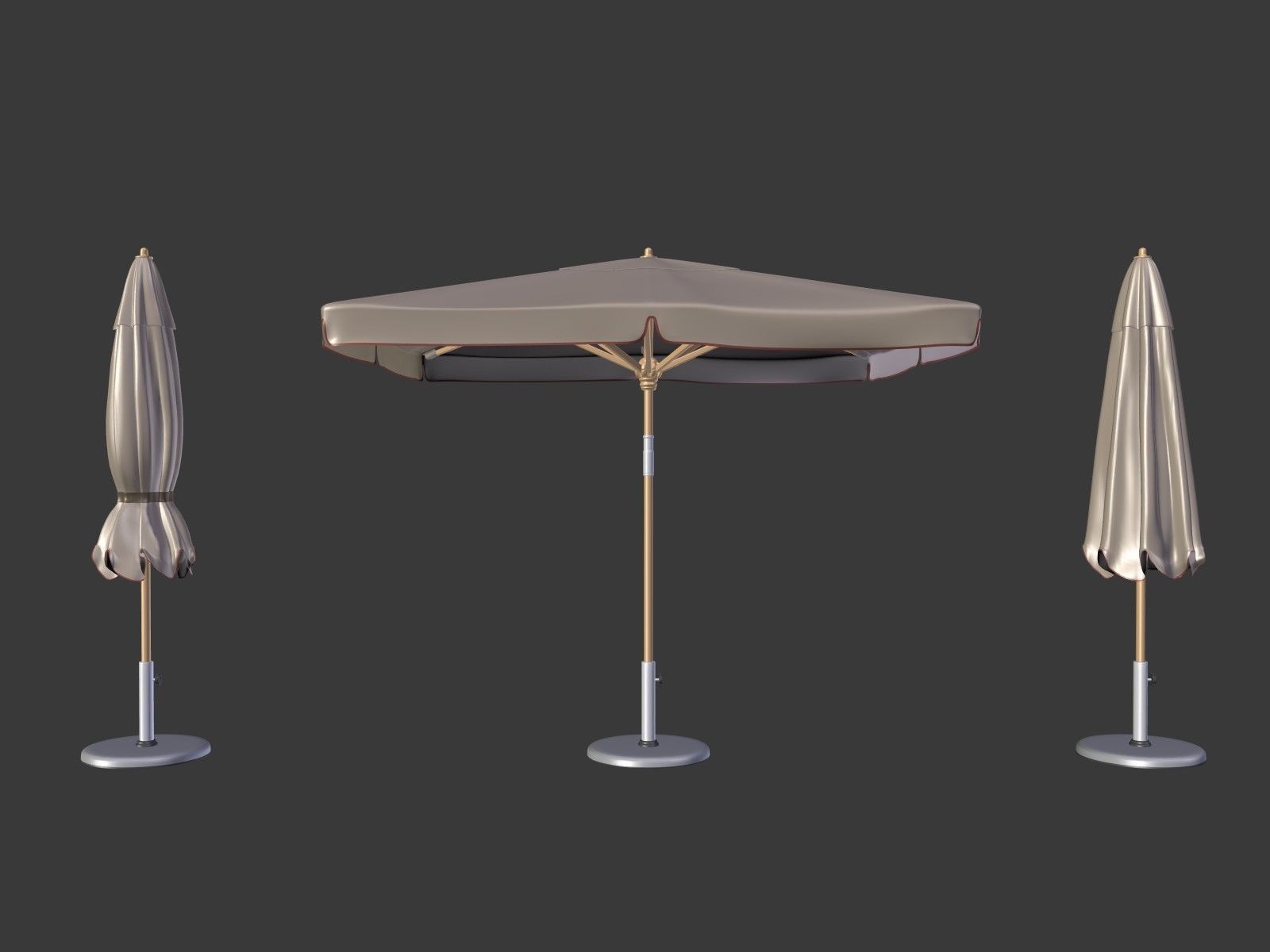 Umbrella Patio Parasol 3 Low-poly 3D model_1