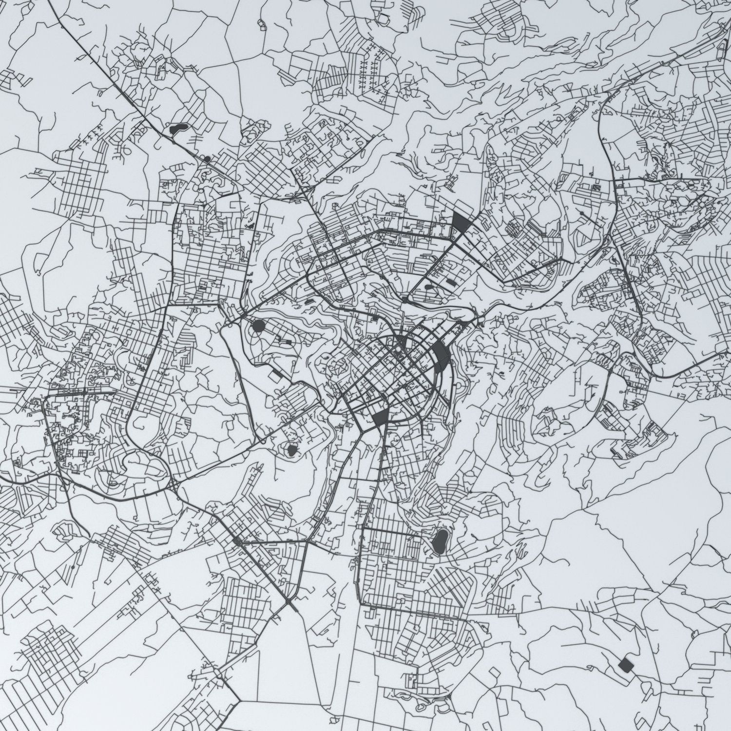 Yerevan Road Network and Streets 3D model_1